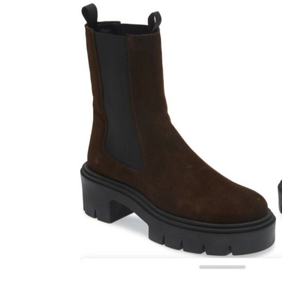 Steve Madden Size 5.5 Brown Suede Chunky Lug Sole Platform Boot Wisteria Womens - Picture 2 of 5